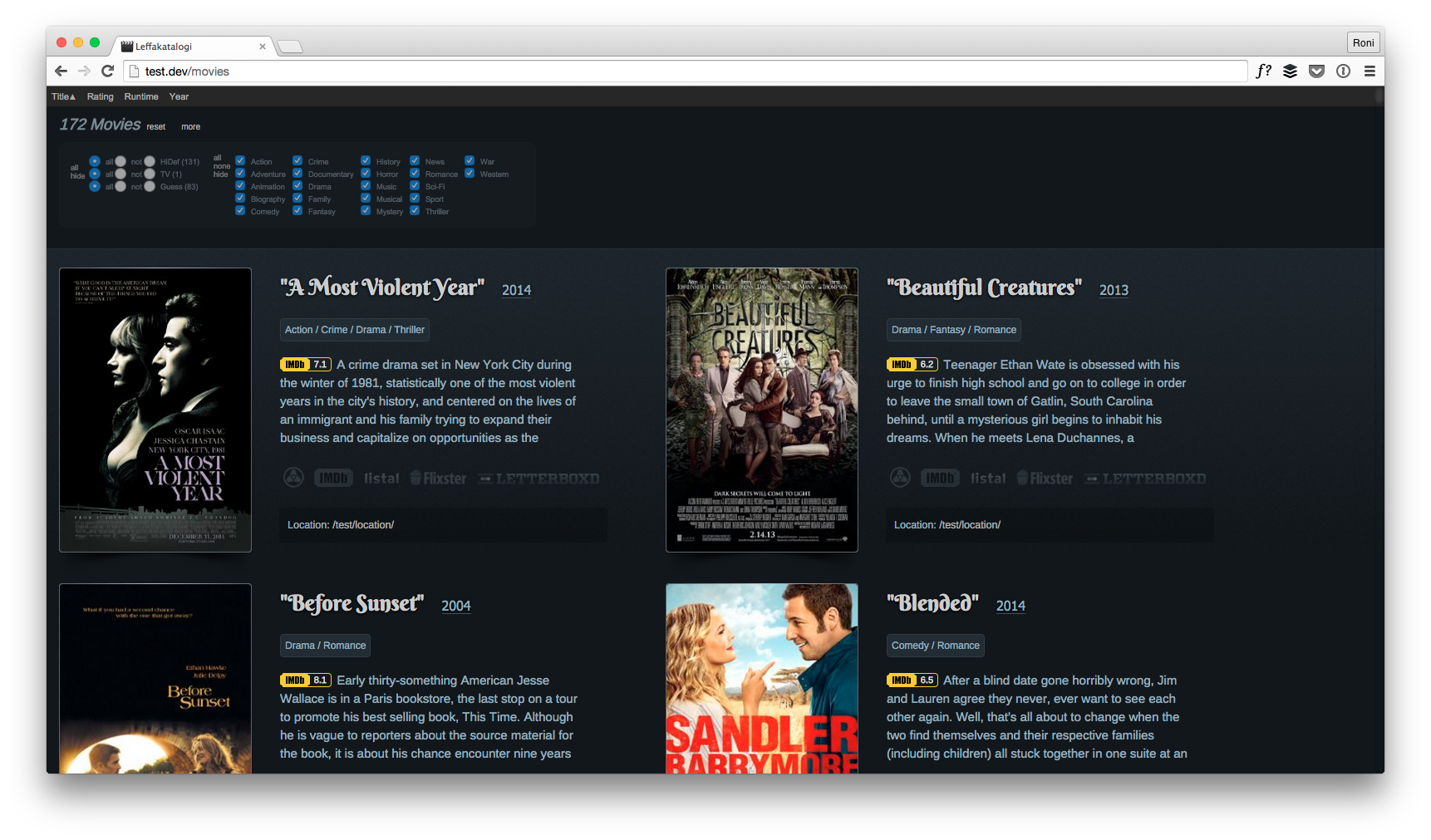 Screenshot Screenshot of dark-columns (SimpleMovieCatalog)